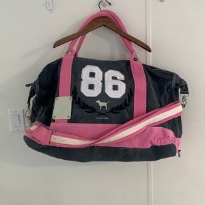 Rare! vintage PINK Victorias Secret pink and navy bag